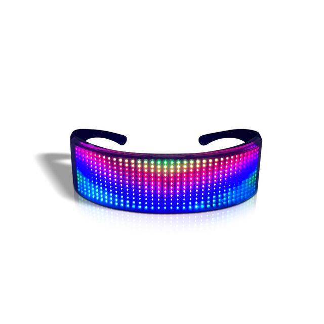 Okulary kontrolowane przez Bluetooth z 1010 RGB LED, tarczą Luminous, ładowane przez USB. Funkcja szybkiego migotania w wielu językach - Wianko - 15