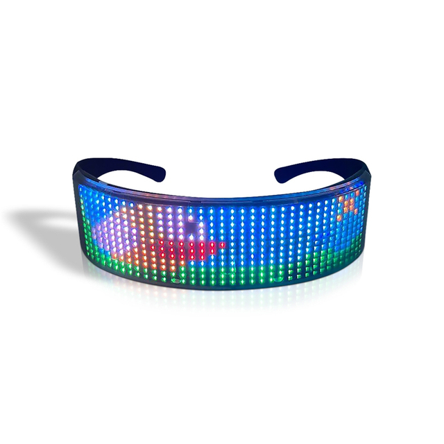 Okulary kontrolowane przez Bluetooth z 1010 RGB LED, tarczą Luminous, ładowane przez USB. Funkcja szybkiego migotania w wielu językach - Wianko - 14