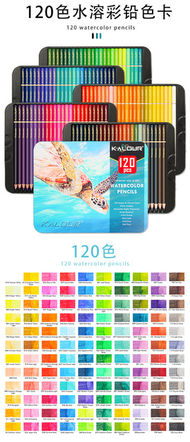 Profesjonalna kredka akwarelowa 120 kolorów w blaszanym pudełku - kredki rozpuszczalne w wodzie do rysowania i malowania - Wianko - 2