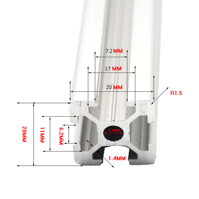 Linear Rail 2020 - Profil aluminiowy anodyzowany wytłaczania 3D drukarki 100mm/200mm/300mm DIY Workbench - Wianko - 7