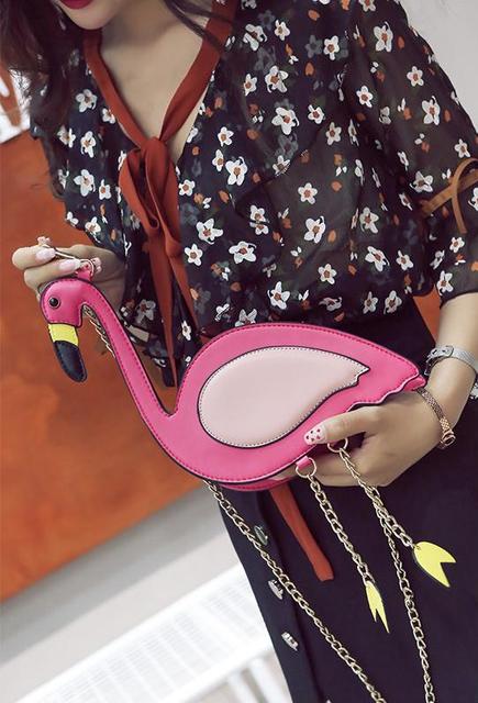 Słodka dziewczyna - Flamingowa torebka na ramię z uchwytem - Damska torba casual z PU skórą - Wianko - 2