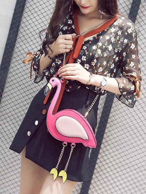 Słodka dziewczyna - Flamingowa torebka na ramię z uchwytem - Damska torba casual z PU skórą - Wianko - 4