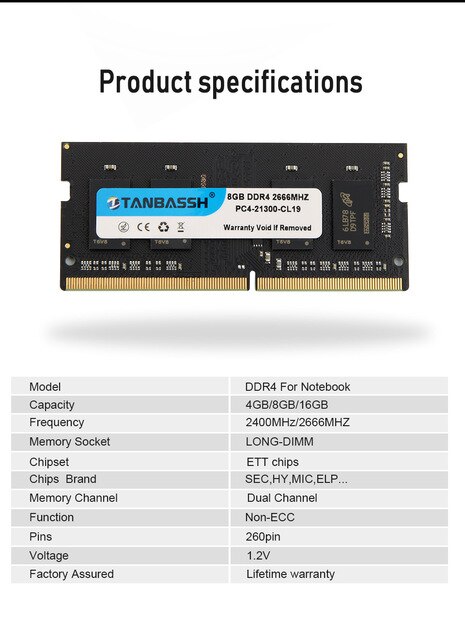 Pamięć RAM TANBASSH DDR4/DDR3 8GB/4GB/16GB 2400/2133/2666MHz SODIMM wysokiej wydajności 1.2V/1.5V/1.35V - Wianko - 2