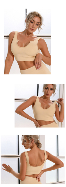 Damska bezszwowa koszulka na ramiączkach do jogi - sportowy biustonosz amortyzujący z efektem push-up - Wianko - 6