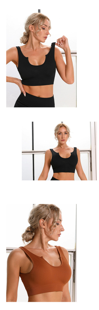 Damska bezszwowa koszulka na ramiączkach do jogi - sportowy biustonosz amortyzujący z efektem push-up - Wianko - 3