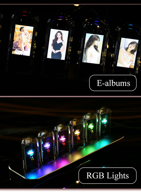Luksusowy DIY Tube zegar Nixie IPS z RGB, cyfrowa tablica zegarów, elektroniczny zegar na biurko, 6-bitowy LCD, wyświetlanie czasu, zegarki ze zdjęciami - Wianko - 6