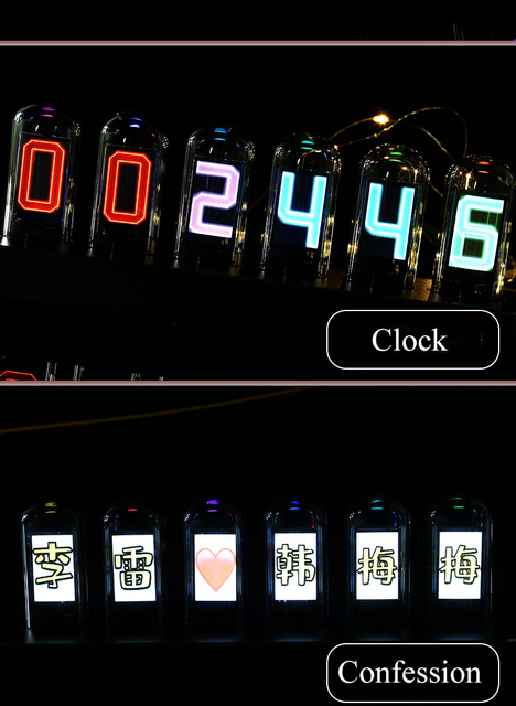 Luksusowy DIY Tube zegar Nixie IPS z RGB, cyfrowa tablica zegarów, elektroniczny zegar na biurko, 6-bitowy LCD, wyświetlanie czasu, zegarki ze zdjęciami - Wianko - 5