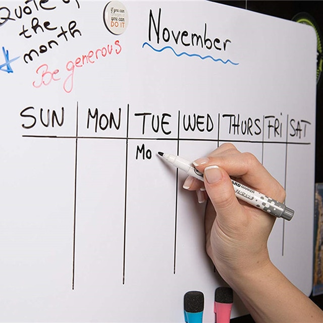 Biała tablica A5 - mała, naklejana na lodówkę, sucha tablica do pisania, kalendarz tygodniowy i miesięczny dla dzieci - Wianko - 3