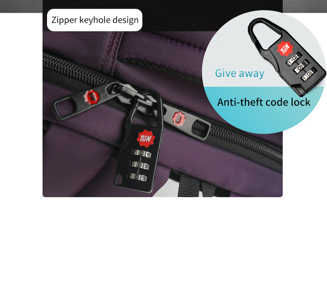 Tigernu fioletowy plecak dla kobiet z zabezpieczeniem przeciw kradzieży na laptopa 15.6 cala - Wianko - 6