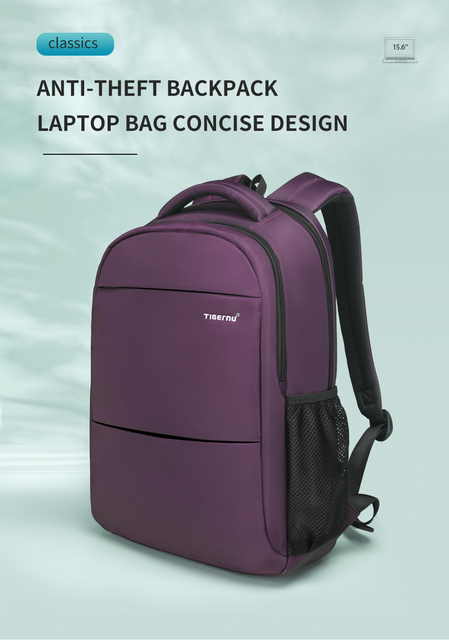 Tigernu fioletowy plecak dla kobiet z zabezpieczeniem przeciw kradzieży na laptopa 15.6 cala - Wianko - 1