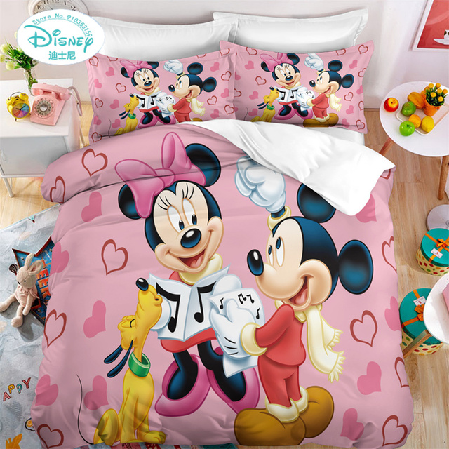 Zestaw osłon na kołdrę Mickey Minnie Mouse - kapa, poszewka na poduszkę, cyfrowa pościel z nadrukiem - dla chłopców i dziewczynek - Wianko - 2