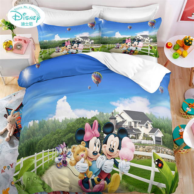Zestaw osłon na kołdrę Mickey Minnie Mouse - kapa, poszewka na poduszkę, cyfrowa pościel z nadrukiem - dla chłopców i dziewczynek - Wianko - 3