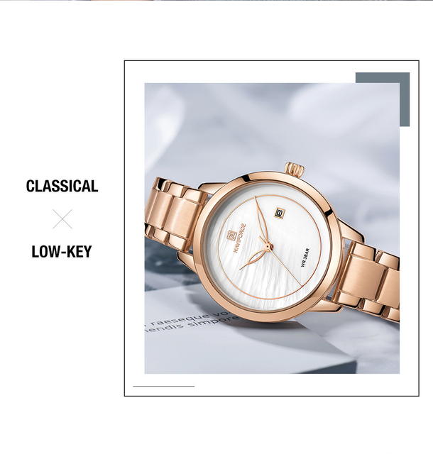 Luksusowy zegarek damski NAVIFORCE 2021 w kolorze różowego złota, wodoodporny, klasyczny design, modny akcent - Wianko - 2