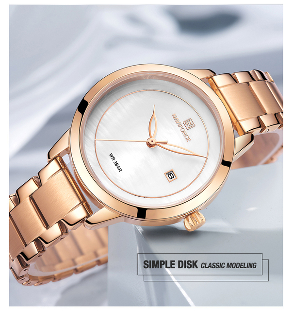 Luksusowy zegarek damski NAVIFORCE 2021 w kolorze różowego złota, wodoodporny, klasyczny design, modny akcent - Wianko - 8