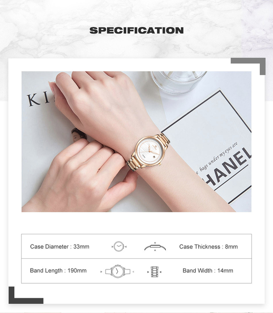 Luksusowy zegarek damski NAVIFORCE 2021 w kolorze różowego złota, wodoodporny, klasyczny design, modny akcent - Wianko - 4