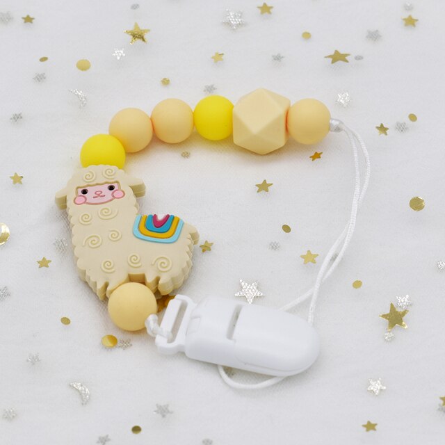 Lanęłańczyk do smoczka w kształcie alpaki z klipsem bez BPA - prezent dla noworodka chłopca i dziewczynki - Wianko - 5