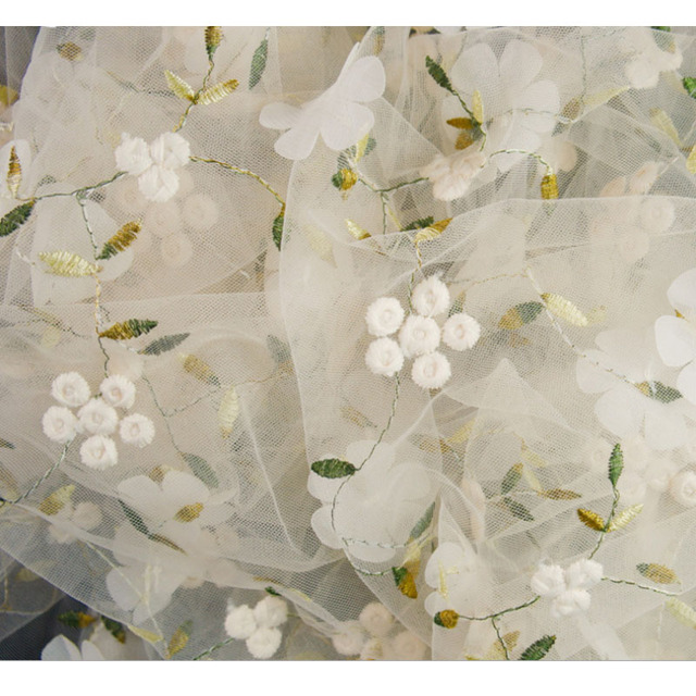 Miękki haftowany 3D szyfonowy kwiat siatka tiulowa koronka aplikacja do DIY odzież ślubna - Wianko - 5