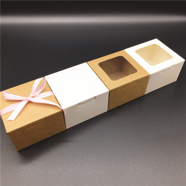 Pudełko z papieru pakowego, 20 sztuk, 81x81x34 mm, serce i kwadratowe okno - Wianko - 9