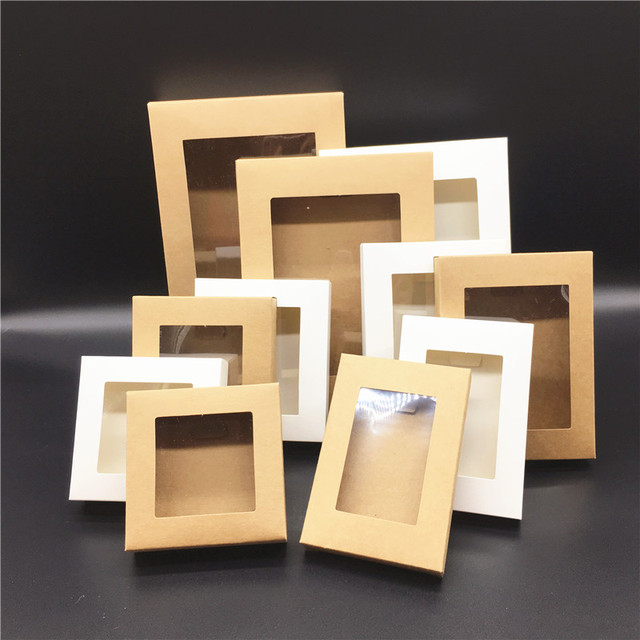 Pudełko z papieru pakowego, 20 sztuk, 81x81x34 mm, serce i kwadratowe okno - Wianko - 7