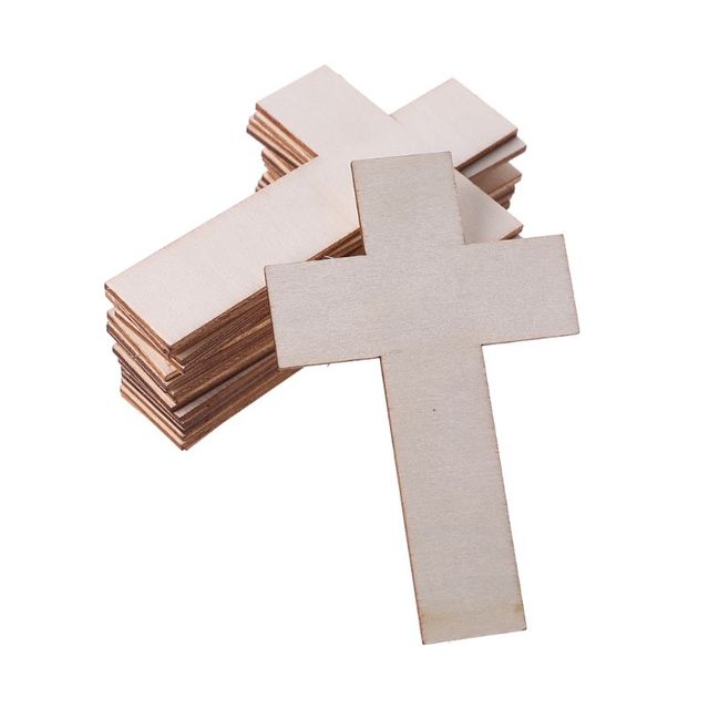 36 sztuk naturalnie drewnianych krzyżykowych plasterków do ozdabiania - DIY artykuły rzemieślnicze - Wianko - 3