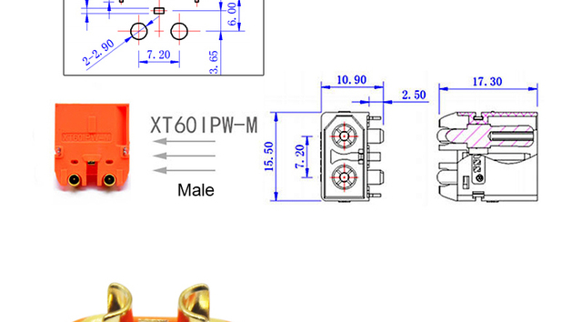 Amass XT60I XT60IPW XT60I-PW mężczyzna+ XT60-I kobiet 2 + 1 złącze sygnału wtyk pinowy dla akumulatora do RC Lipo ładowarki i kontrolera, część silnika - Wianko - 2