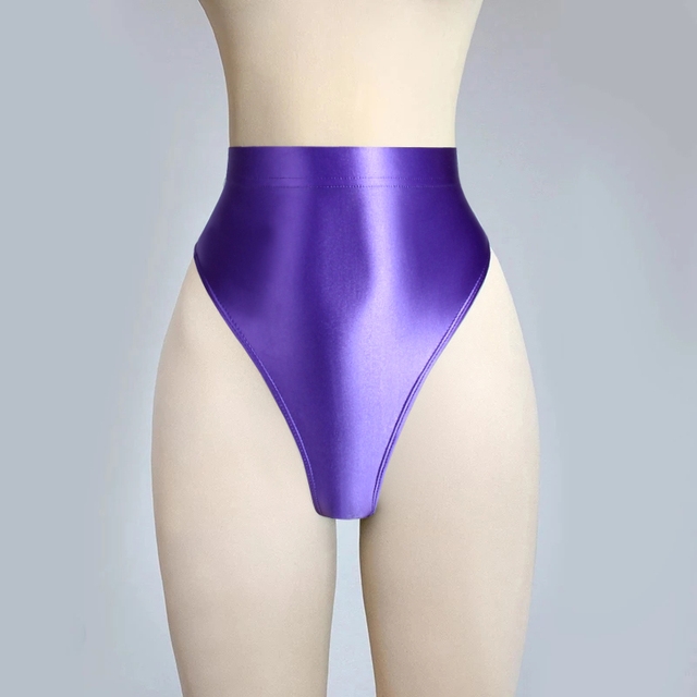 Kostium dwuczęściowy Sexy stringi Bikini - błyszczące, jedwabiste, wysoka talia, duży rozmiar - Wianko - 5