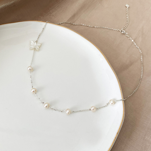 Naszyjnik damska biżuteria ASHIQI z prawdziwą naturalną perłą słodkowodną, srebro próby 925, 2021 Trend - Wianko - 2