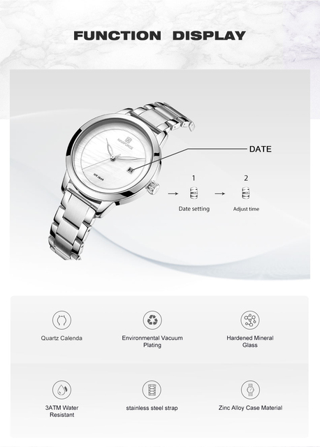 Kwarcowy zegarek damski NAVIFORCE Top marki - wodoodporny, luksusowy zegarek na rękę dla kobiet - Wianko - 3