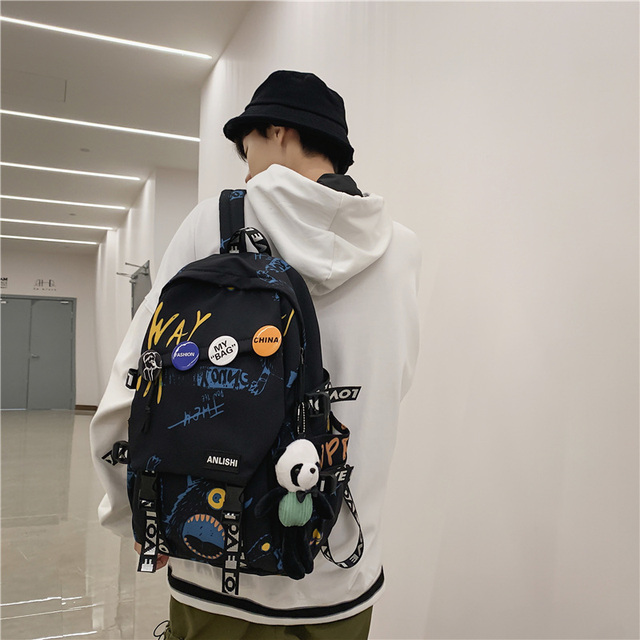 Plecak podróżny w stylu graffiti dla modnych kobiet i mężczyzn - Harajuku, plakietka, idealny dla studentów i podróżniczek - Wianko - 15