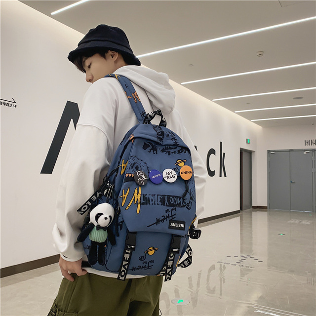 Plecak podróżny w stylu graffiti dla modnych kobiet i mężczyzn - Harajuku, plakietka, idealny dla studentów i podróżniczek - Wianko - 12