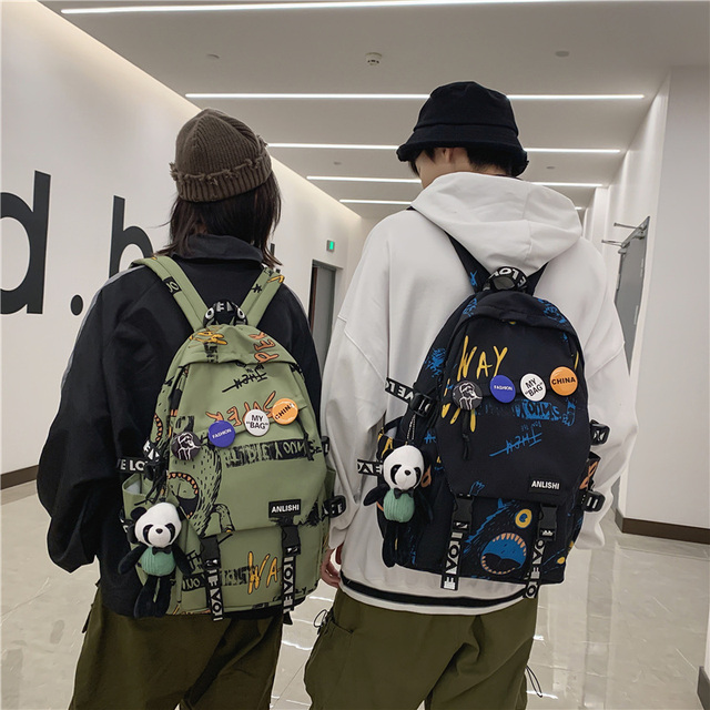 Plecak podróżny w stylu graffiti dla modnych kobiet i mężczyzn - Harajuku, plakietka, idealny dla studentów i podróżniczek - Wianko - 17