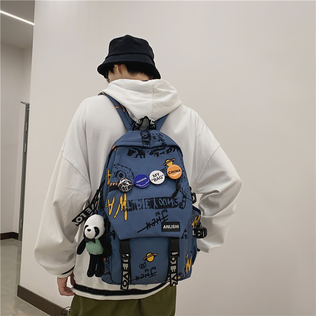 Plecak podróżny w stylu graffiti dla modnych kobiet i mężczyzn - Harajuku, plakietka, idealny dla studentów i podróżniczek - Wianko - 13