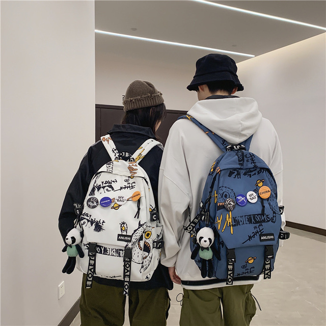 Plecak podróżny w stylu graffiti dla modnych kobiet i mężczyzn - Harajuku, plakietka, idealny dla studentów i podróżniczek - Wianko - 16