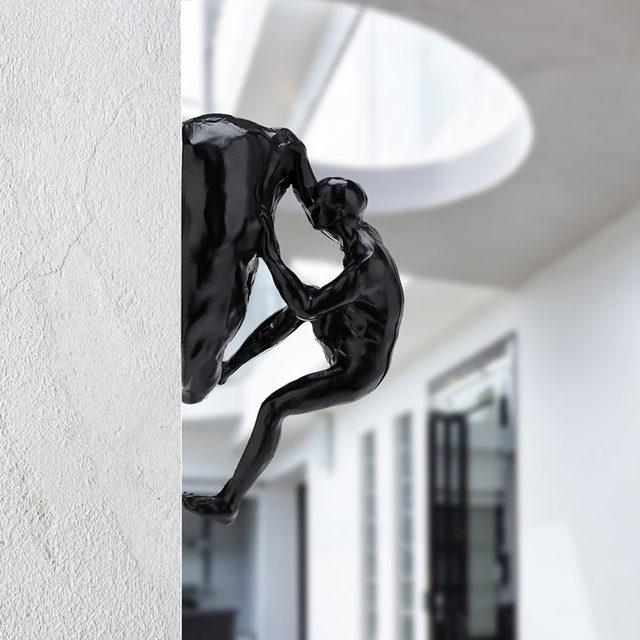 Industrialny zestaw 6 wspinaczy żywicznych do powieszenia na ścianie - rzeźby kreatywnego retro stylu - Wianko - 9