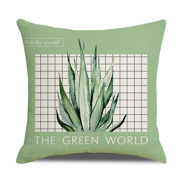 Poszewka na poduszkę nordyckiego stylu z geometrycznym abstrakcyjnym wzorem i lnu w kolorze świeżej zieleni z łosiem - Wianko - 5