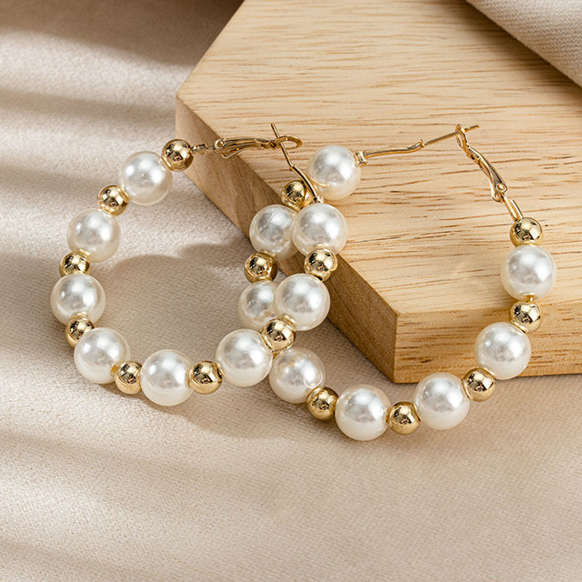 Kolczyki wiszące Vintage z sztucznymi perłami i spadającymi krzyżami, okrągłe kolczyki ze stali nierdzewnej 2021 - Trendy biżuteria - Wianko - 7