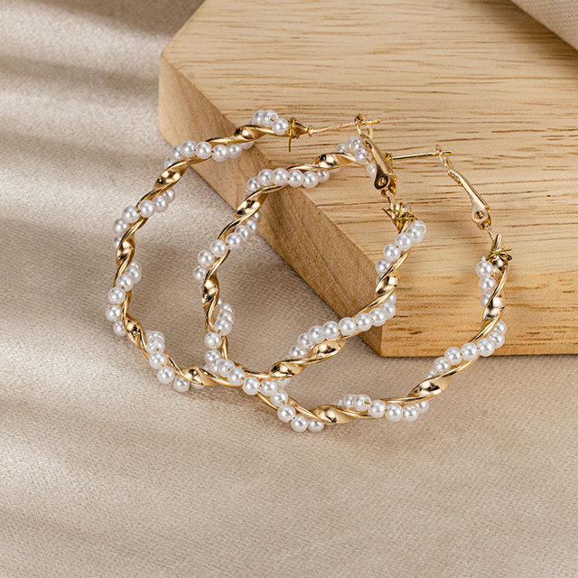Kolczyki wiszące Vintage z sztucznymi perłami i spadającymi krzyżami, okrągłe kolczyki ze stali nierdzewnej 2021 - Trendy biżuteria - Wianko - 5
