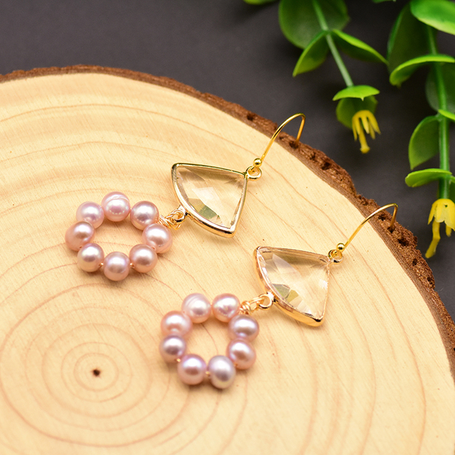 GLSEEVO - Oryginalne kolczyki wiszące z kamieniem naturalnym - okrągłe słodkowodne perły - biżuteria bohema dla kobiet - ślub GE0799 - Wianko - 4