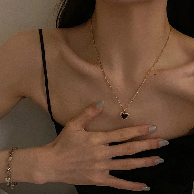 Duże czarne kolczyki wiszące z kamieniem CZ w kształcie serca, romantyczne, idealne na prezent dla dziewczyny, vintage 2021 - Wianko - 18