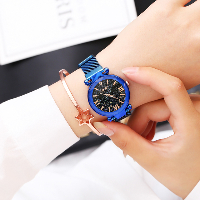 Zegarek damski z klamrą magnetyczną, geometryczną powierzchnią i cyfrą rzymską - Relogio Feminino - Wianko - 10