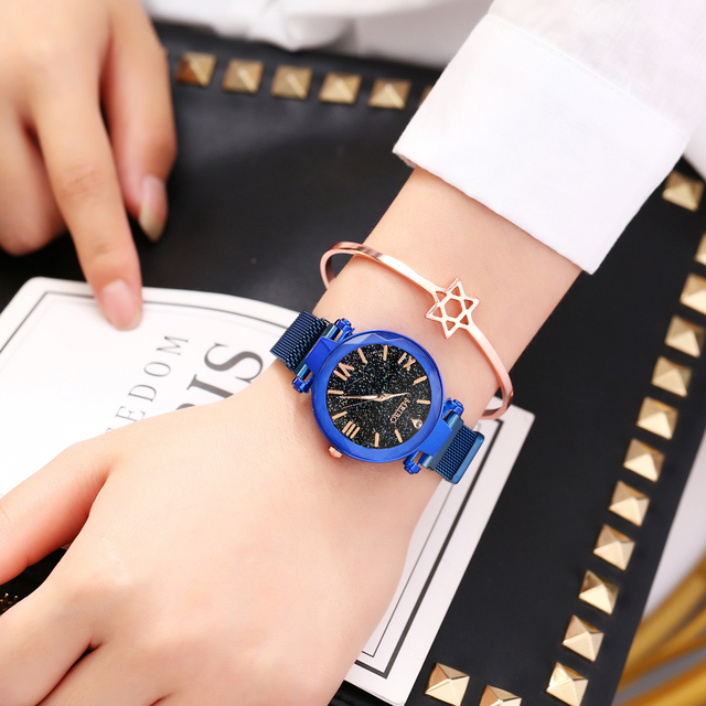 Zegarek damski z klamrą magnetyczną, geometryczną powierzchnią i cyfrą rzymską - Relogio Feminino - Wianko - 11