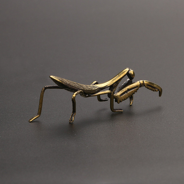 Antyczna Miedź Mantis - Miniaturowa Ozdoba Biurka - Wianko - 1