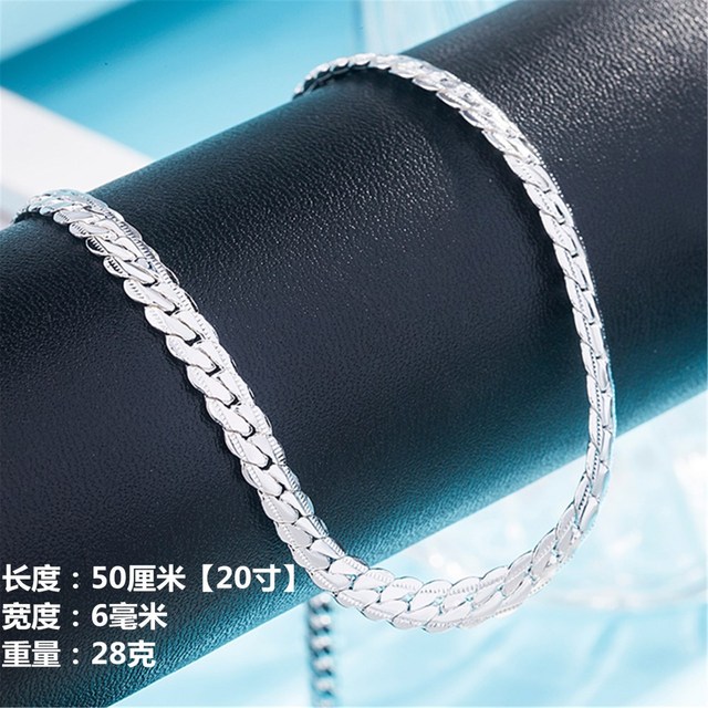 Naszyjnik łańcuszkowy ze srebra próby 925, długość 45-60 cm, szerokość 6 mm, marka luksusowa, dla mężczyzn i kobiet, modna biżuteria ślubna, zaręczynowa - Wianko - 3