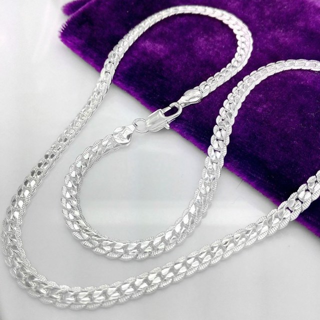 Naszyjnik łańcuszkowy ze srebra próby 925, długość 45-60 cm, szerokość 6 mm, marka luksusowa, dla mężczyzn i kobiet, modna biżuteria ślubna, zaręczynowa - Wianko - 2