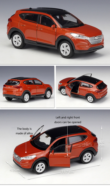 Model metalowego samochodu Hyundai Santafe/Tucson/IX35 SUV WELLY Diecast z napędem Pull Back - zabawka kolekcjonerska dla dzieci - Wianko - 3
