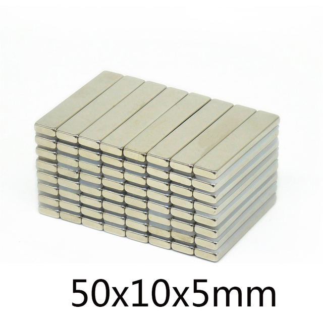 Blok magnesowy neodymowy ziem rzadkich, prostokątny, o wymiarach 50x10x5mm, mocny - 1 sztuka - Wianko - 1