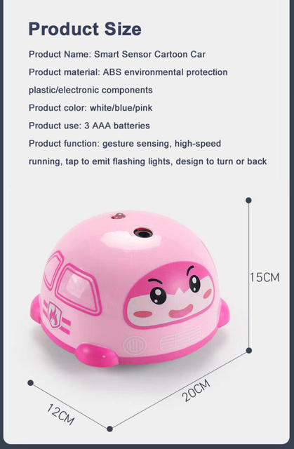 Zdalnie sterowany samochód dla dzieci - Kid Cartoon, inteligentne sterowanie gestami, świetlisto-muzyczna zabawka edukacyjna - Wianko - 7