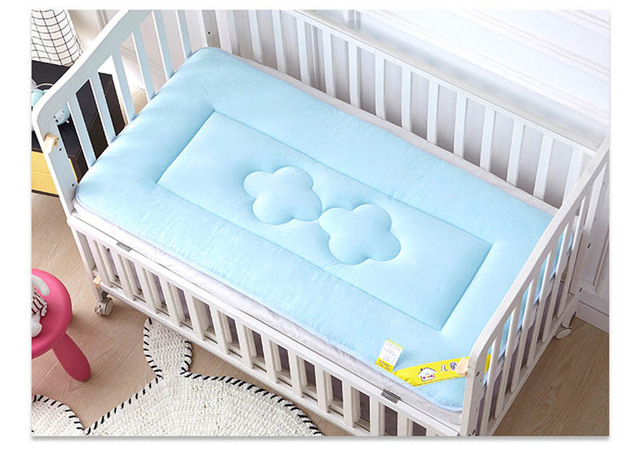 Materac łóżeczka dla dziecka z pokrowcem różowy/niebieski, dwustronny (lato/zima), miękki, noworodkowy - Wianko - 2