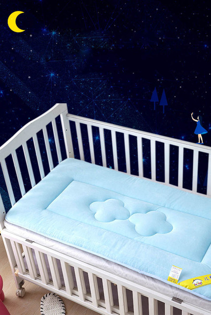Materac łóżeczka dla dziecka z pokrowcem różowy/niebieski, dwustronny (lato/zima), miękki, noworodkowy - Wianko - 1