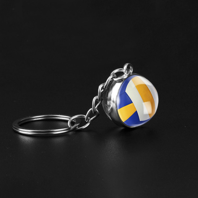 Brelok na klucze z obrazem szklanym - koszykówka, baseball, piłka nożna, siatkówka, tenis, rugby, softball - Wianko - 8